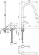 Küchenarmatur mit hohem Auslauf und flexibler Drehfunktion, montiert mit Standardanschlüssen. Produkt von Ideal Standard, geeignet für moderne Küchenumgebungen.